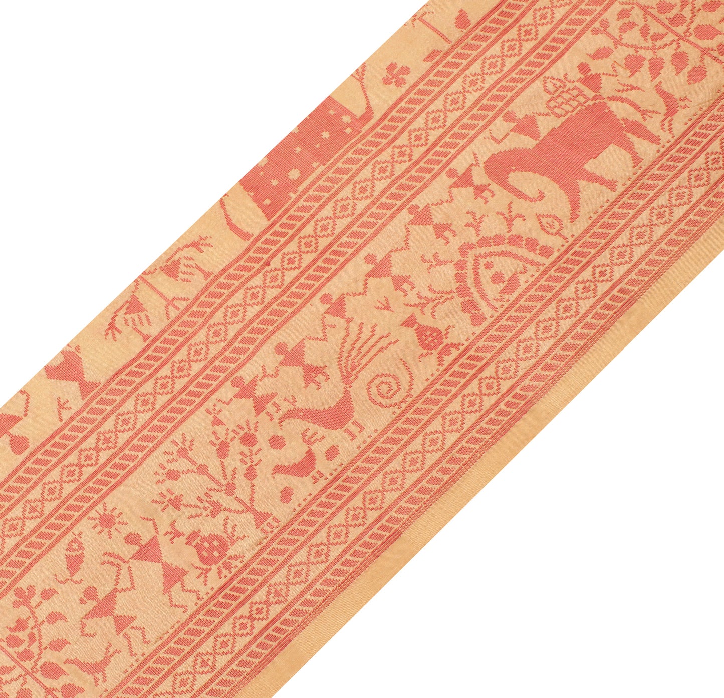 Sushila Vintage Peach Saree Border Indian Craft Sewing Trim Woven Lace Ribbon