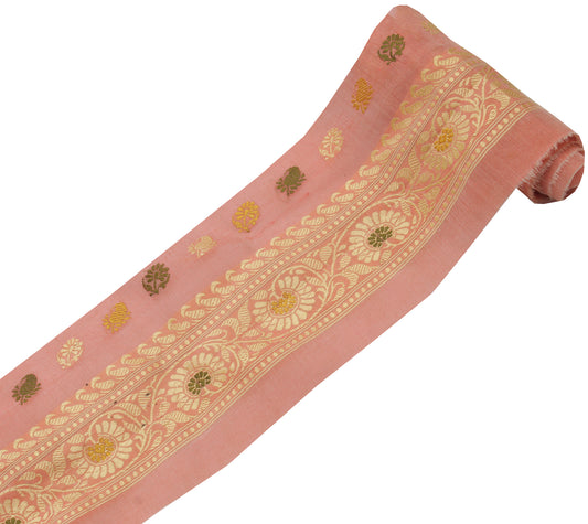 Sushila Vintage Peach Saree Border Indian Craft Sewing Trim Woven Lace Ribbon