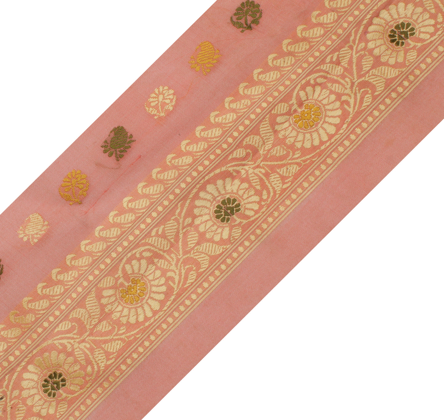 Sushila Vintage Peach Saree Border Indian Craft Sewing Trim Woven Lace Ribbon