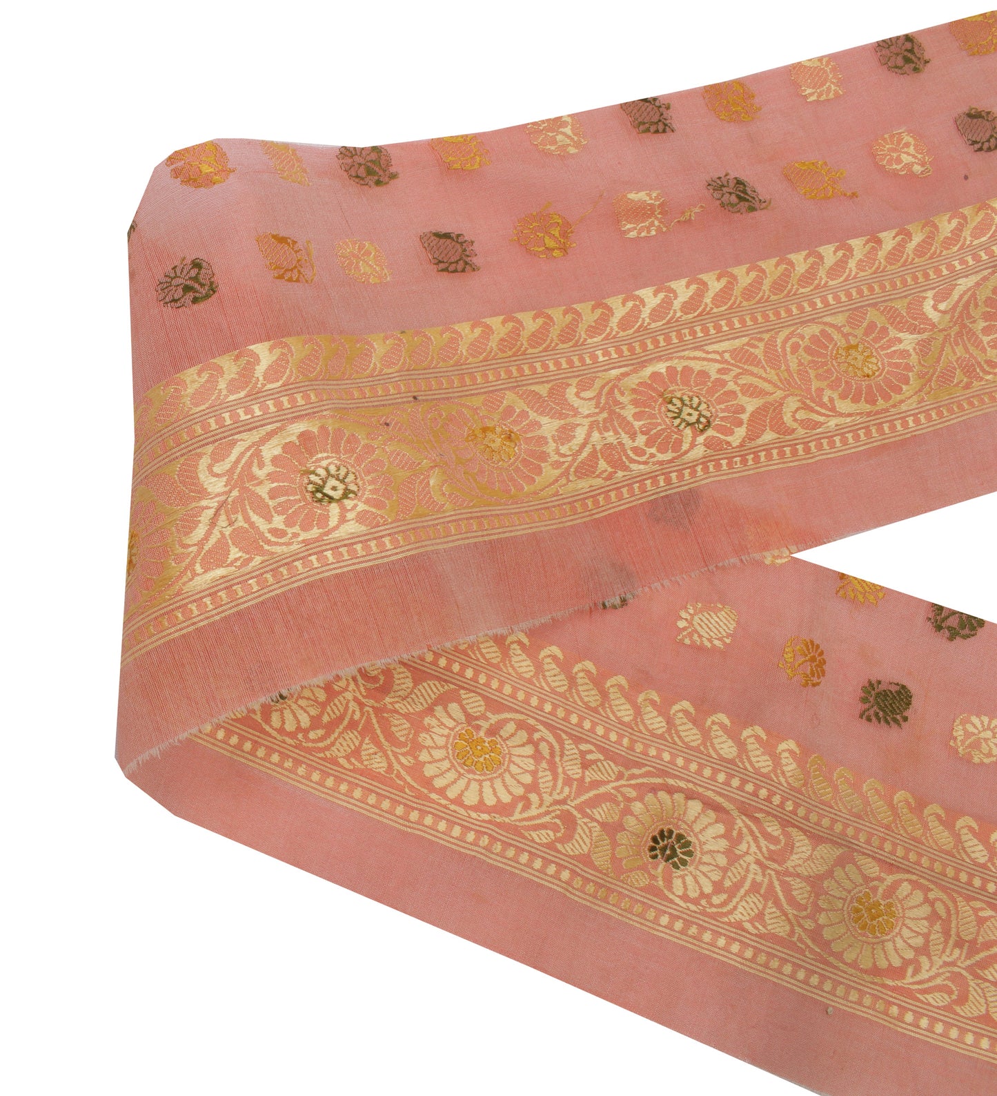 Sushila Vintage Peach Saree Border Indian Craft Sewing Trim Woven Lace Ribbon