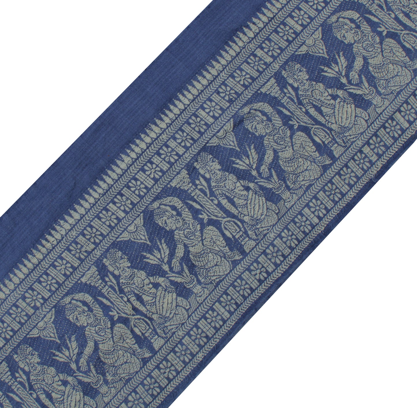 Sushila Vintage Blue Saree Border Indian Craft Sewing Trim Woven Lace Ribbon