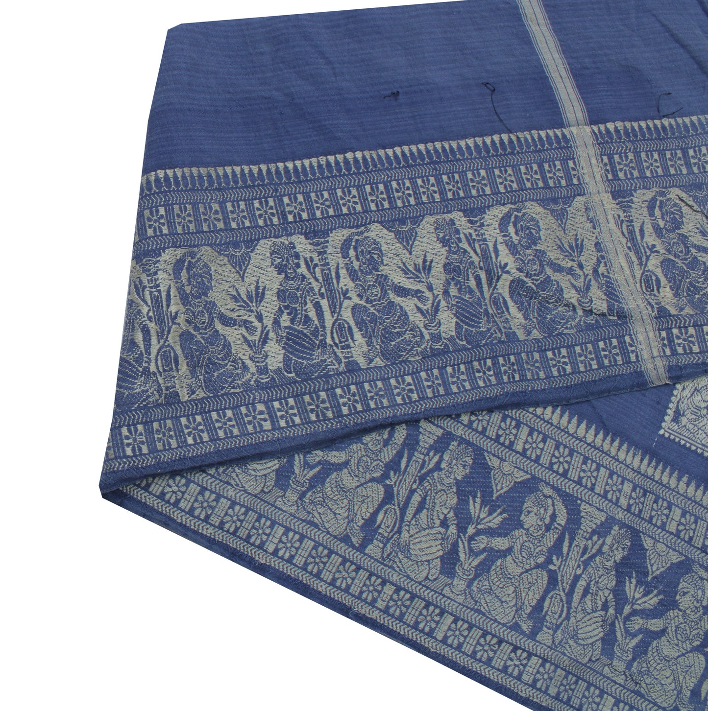 Sushila Vintage Blue Saree Border Indian Craft Sewing Trim Woven Lace Ribbon