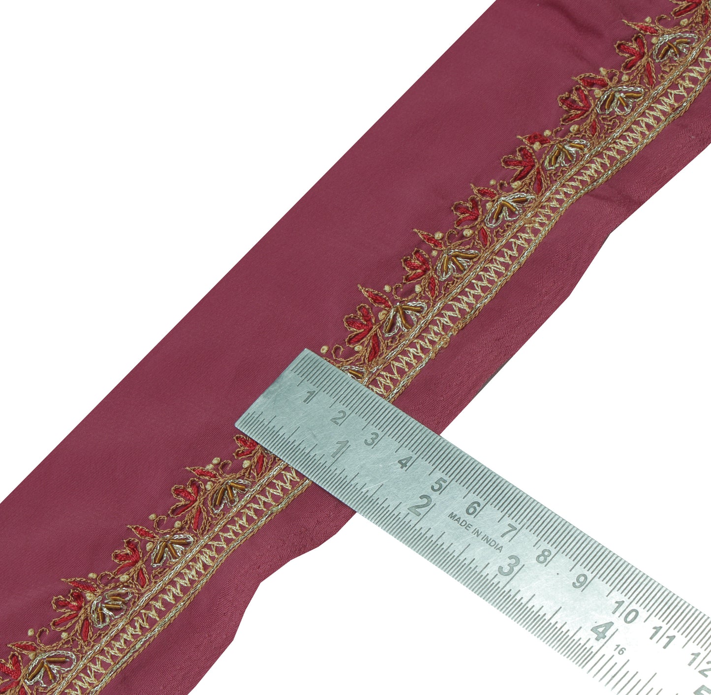 Sushila Vintage Mauve Sari Border Indian Craft Sewing Trim Embroidered Lace