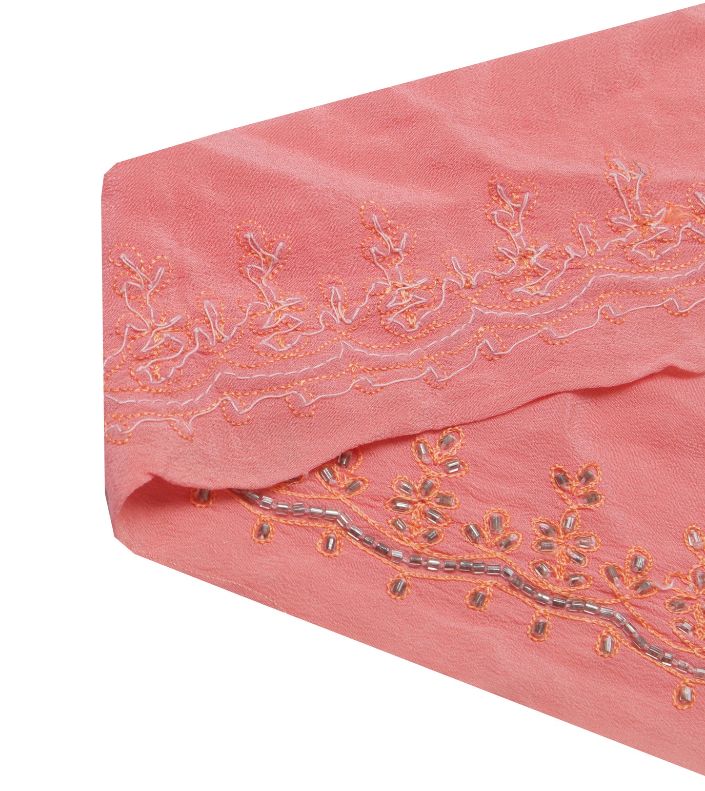 Sushila Vintage Peach Saree Border Indian Craft Sewing Trim Embroidered Lace