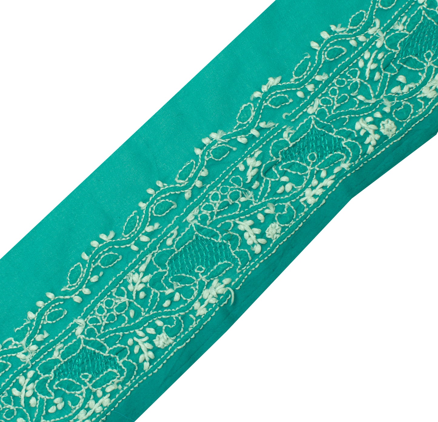 Sushila Vintage Green Saree Border Indian Craft Sewing Trim Embroidered Ribbon