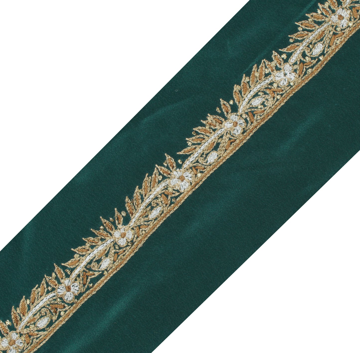 Sushila Vintage Green Saree Border Indian Craft Sewing Trim Embroidered Lace