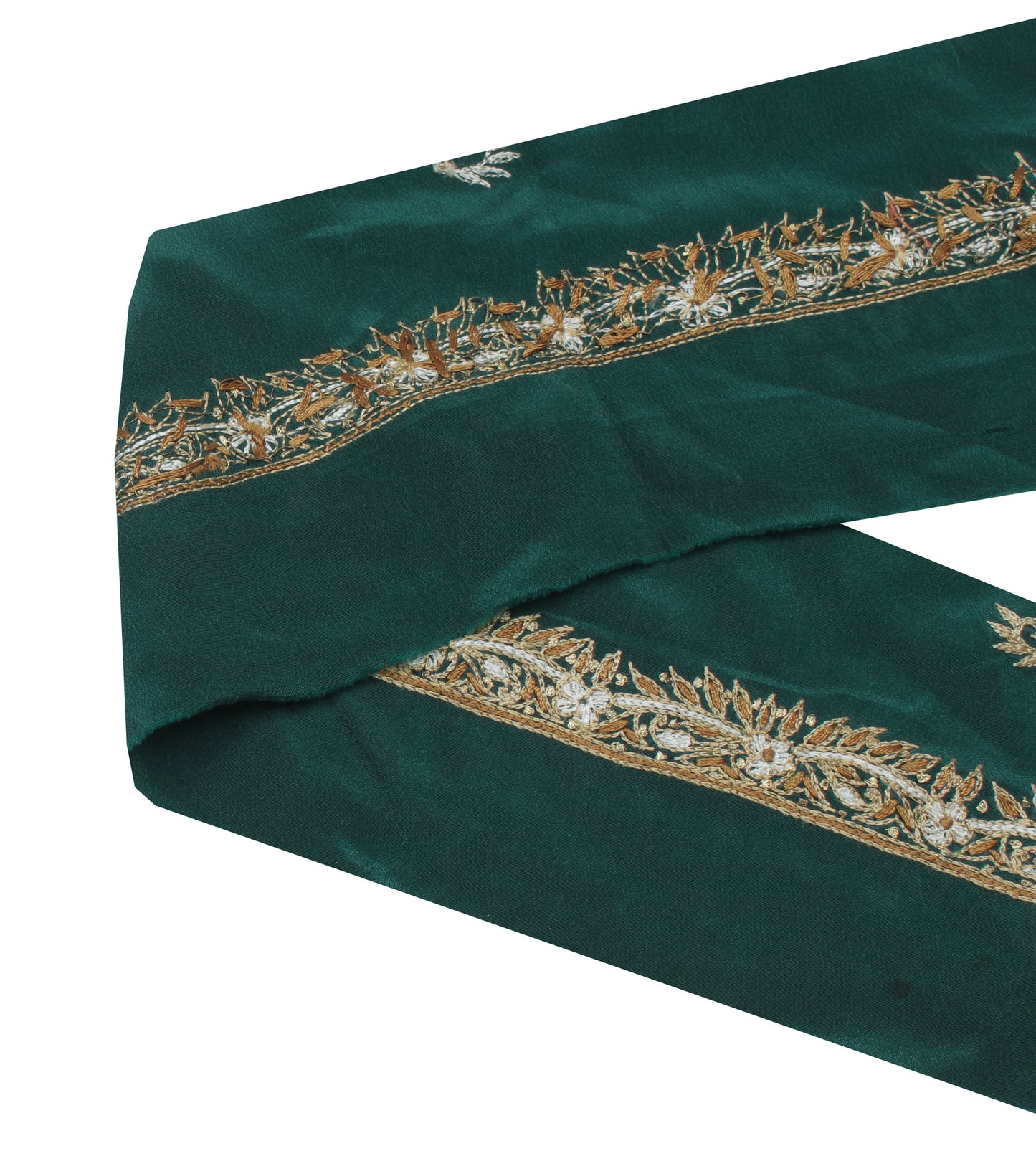 Sushila Vintage Green Saree Border Indian Craft Sewing Trim Embroidered Lace