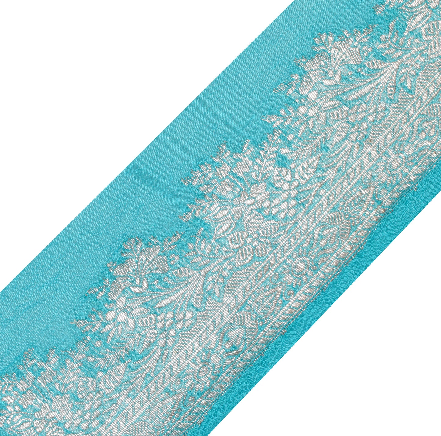 Sushila Vintage Blue Saree Border Indian Craft Sewing Trim Woven Lace Ribbon