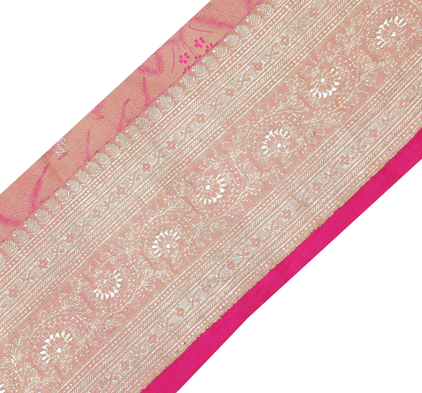 Sushila Vintage Peach Saree Border Indian Craft Sewing Trim Woven Lace Ribbon