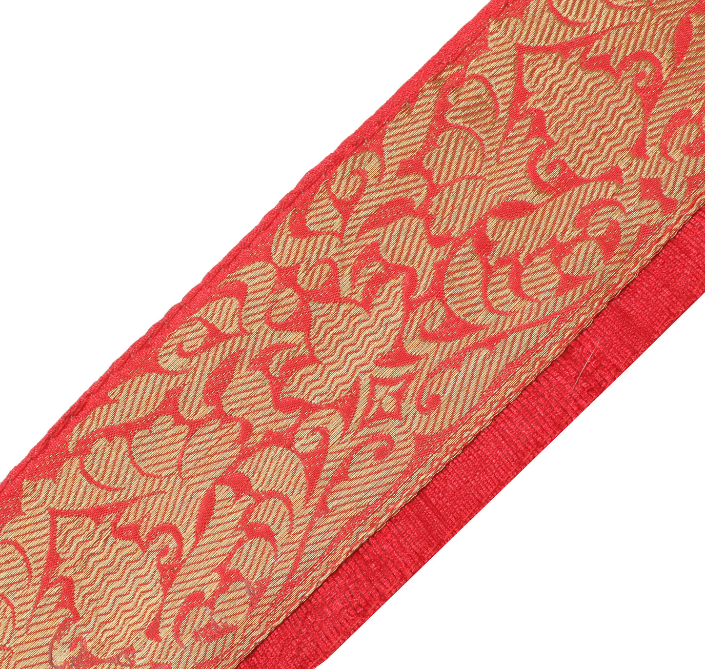 Sushila Vintage Red Saree Border Indian Craft Sewing Trim Zari Woven Lace