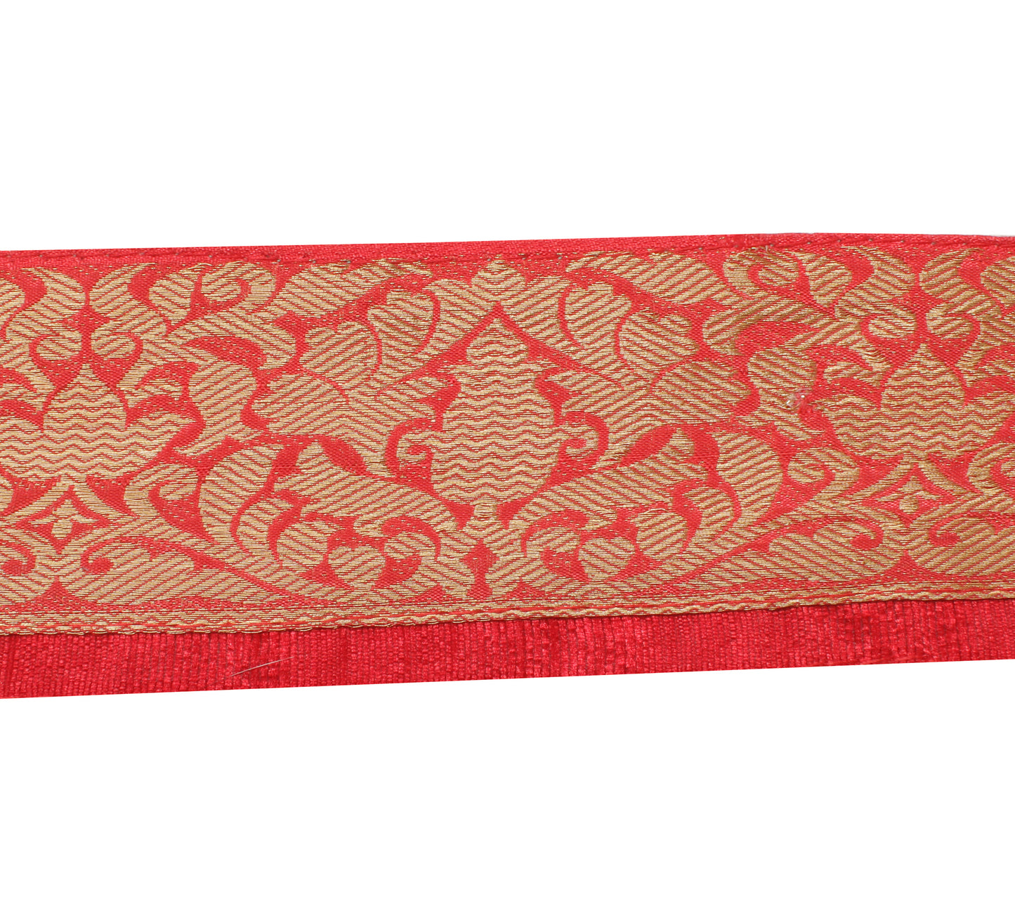 Sushila Vintage Red Saree Border Indian Craft Sewing Trim Zari Woven Lace