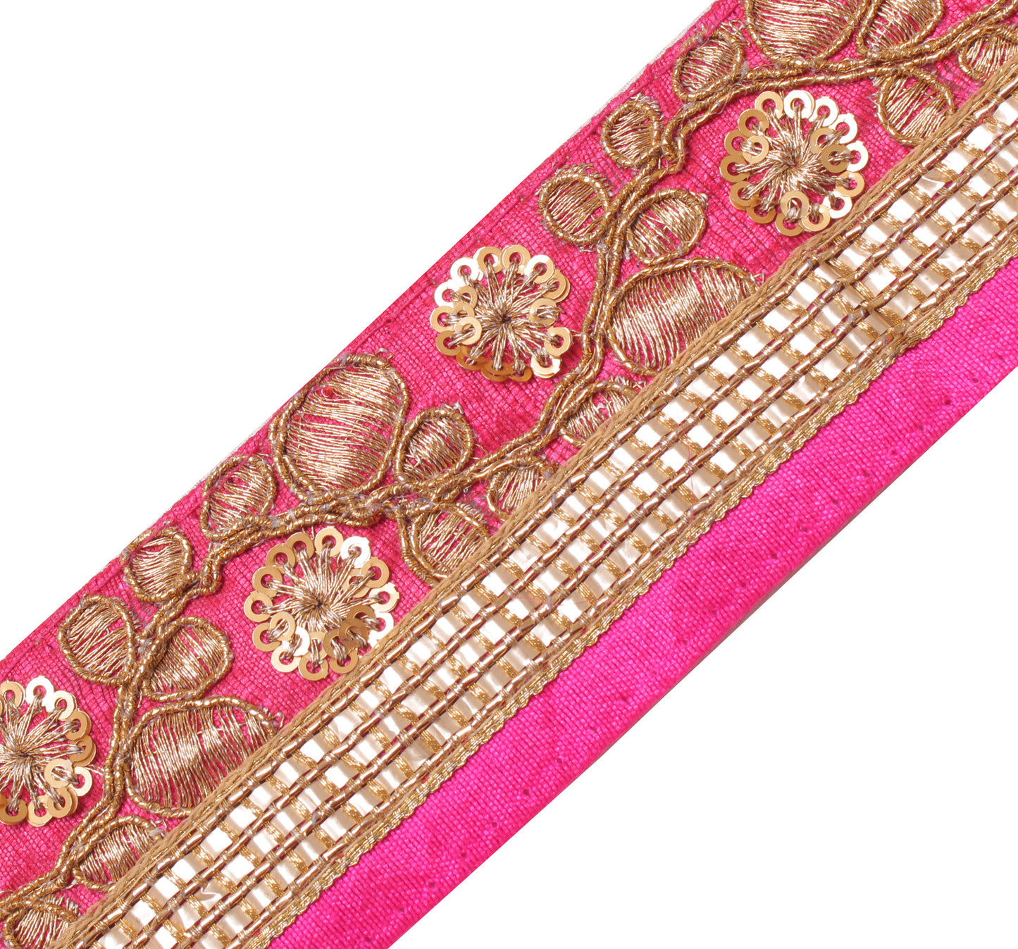 Sushila Vintage Magenta Saree Border Indian Craft Sewing Trim Embroidered Lace