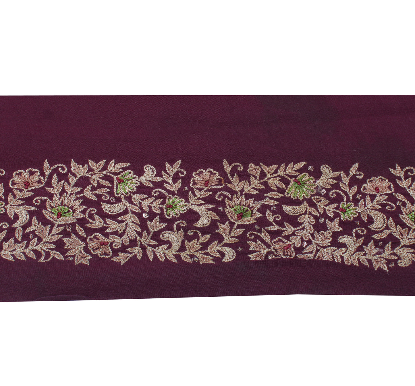 Sushila Vintage Purple Saree Border Indian Craft Sewing Trim Embroidered Lace