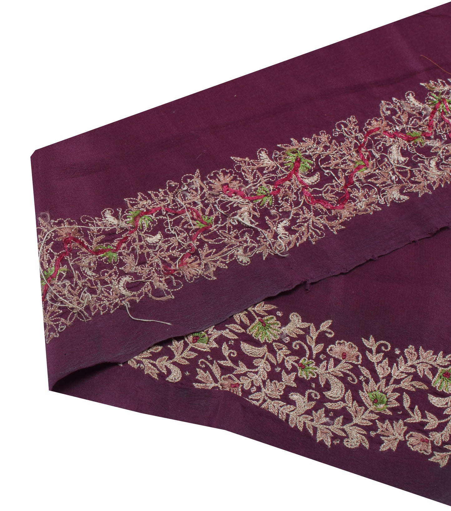 Sushila Vintage Purple Saree Border Indian Craft Sewing Trim Embroidered Lace