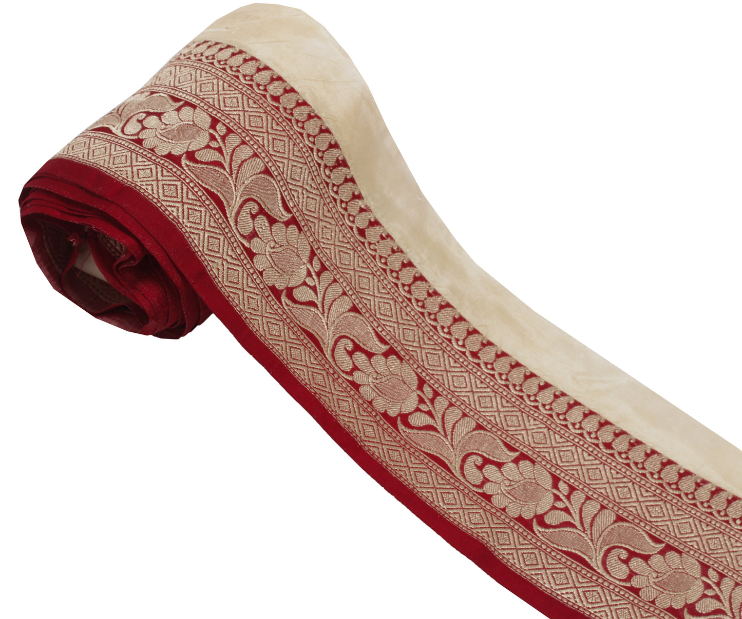 Sushila Vintage Red Saree Border Indian Craft Sewing Trim Woven Lace Ribbon