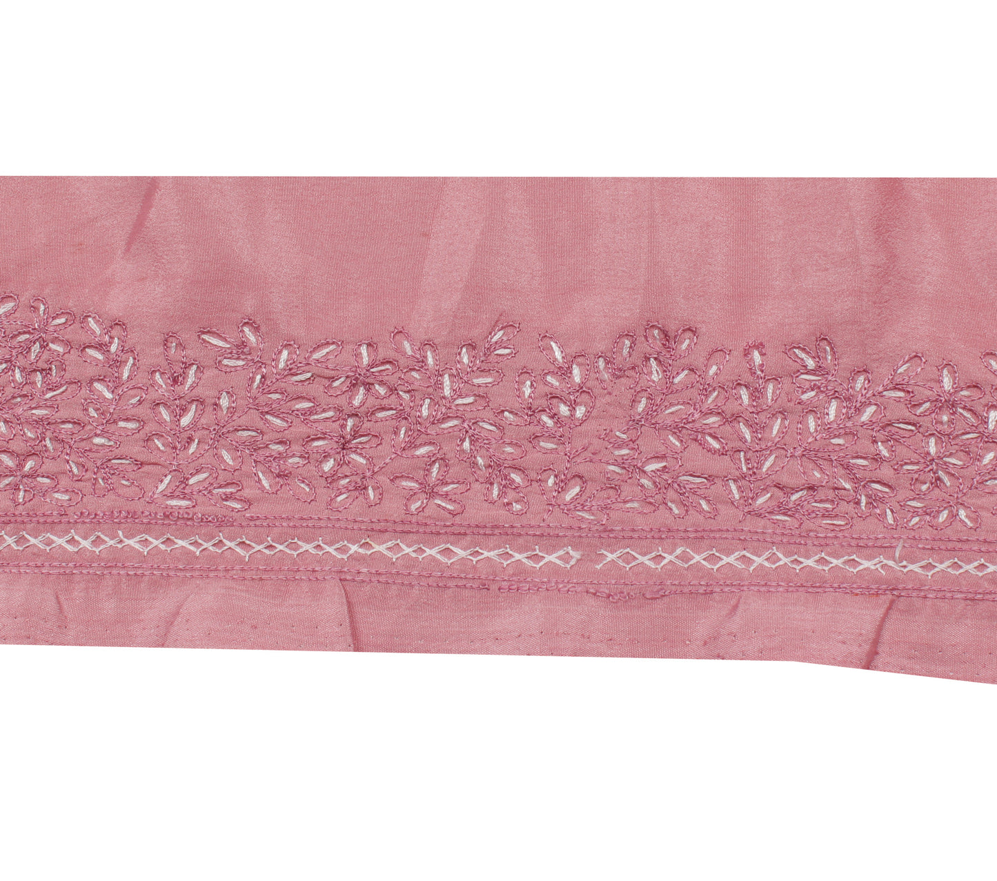 Sushila Vintage Pink Saree Border Indian Craft Sewing Trim Embroidered Lace