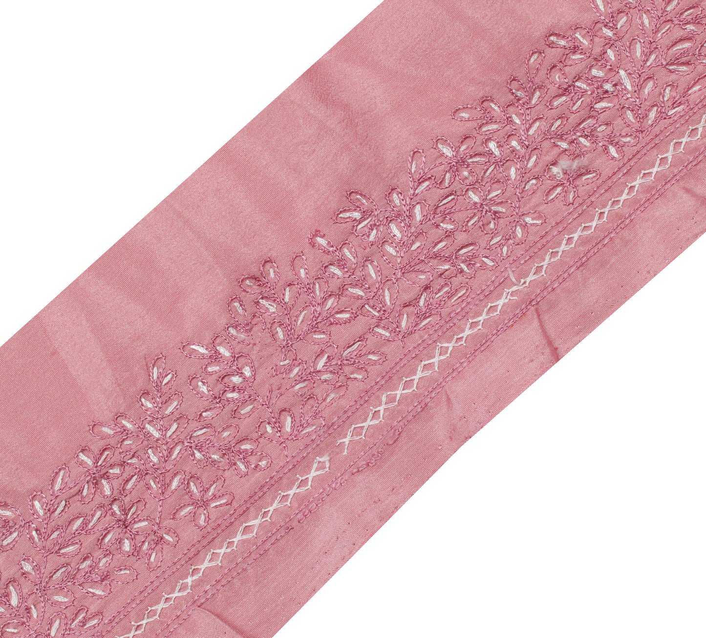 Sushila Vintage Pink Saree Border Indian Craft Sewing Trim Embroidered Lace