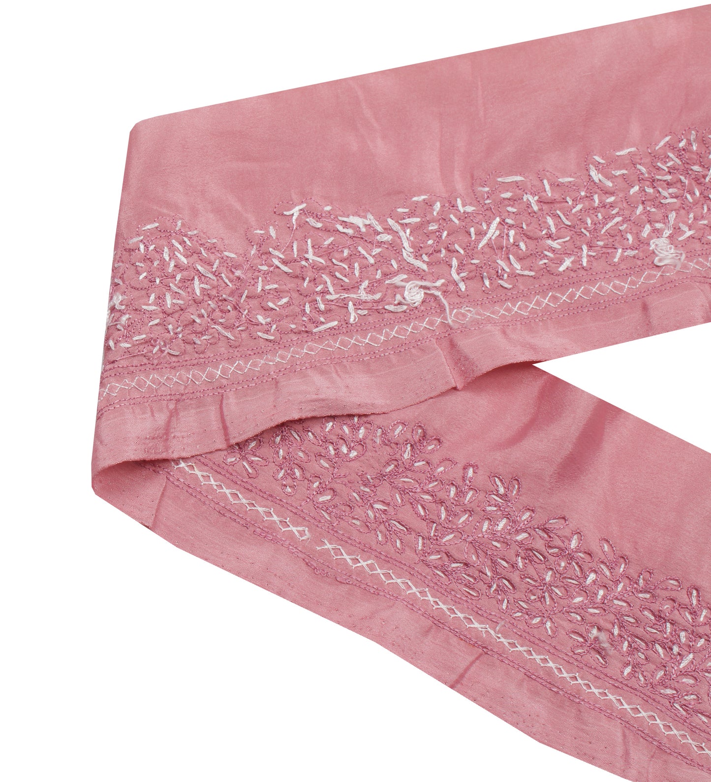 Sushila Vintage Pink Saree Border Indian Craft Sewing Trim Embroidered Lace