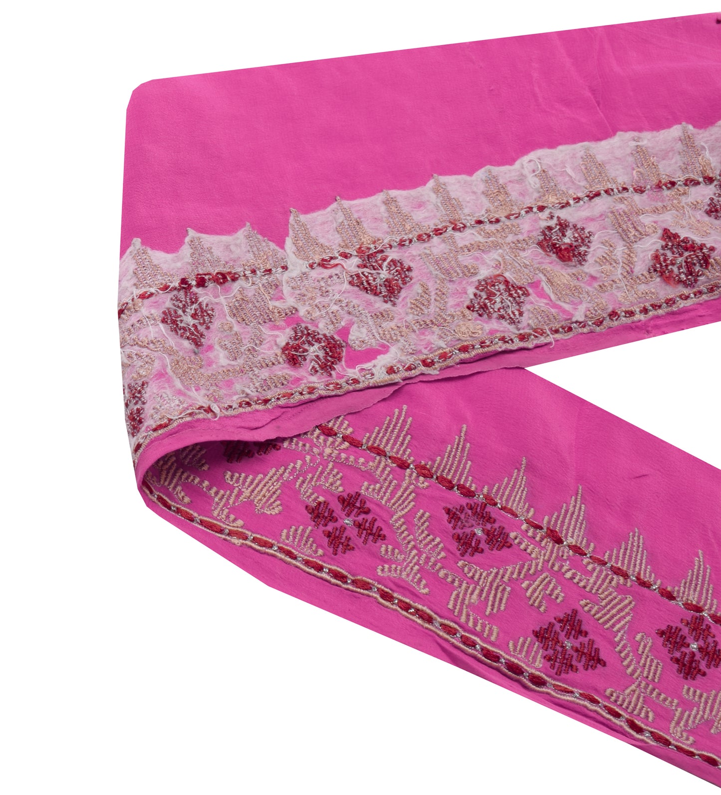 Sushila Vintage Pink Saree Border Indian Craft Sewing Trim Embroidered Lace