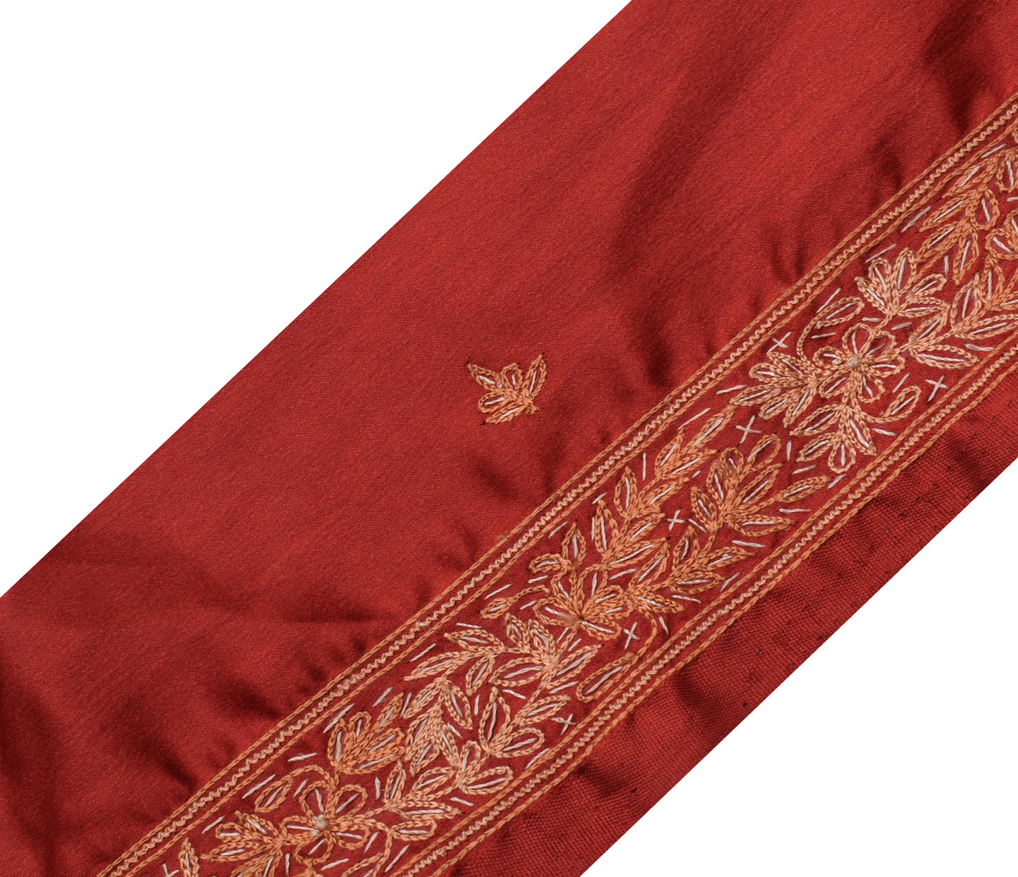 Sushila Vintage Maroon Saree Border Indian Craft Sewing Trim Embroidered Lace