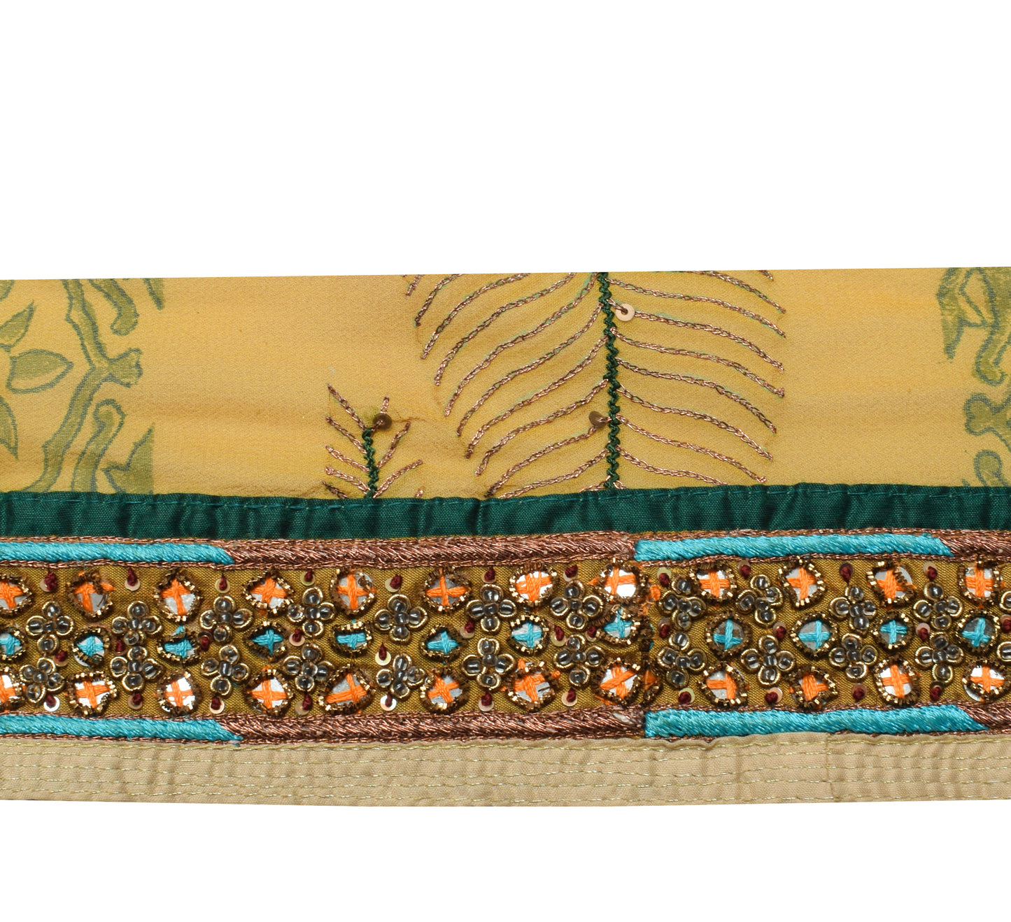 Sushila Vintage Green Saree Border Indian Craft Sewing Trim Hand Beaded Lace