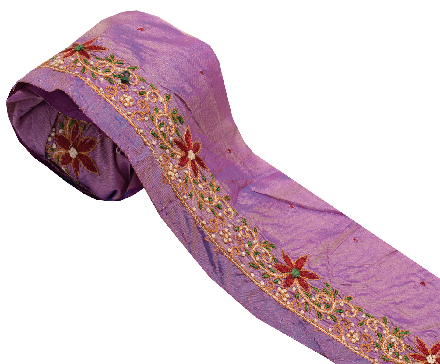 Sushila Vintage Purple Saree Border Indian Craft Sewing Trim Embroidered Lace