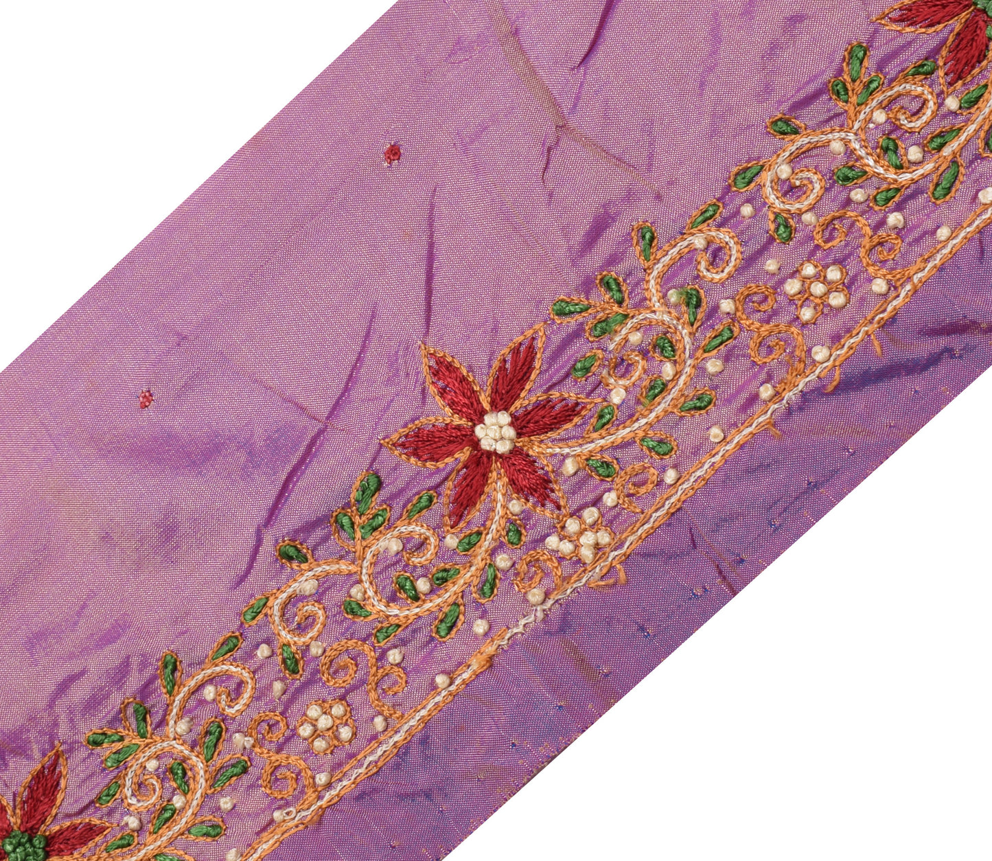 Sushila Vintage Purple Saree Border Indian Craft Sewing Trim Embroidered Lace