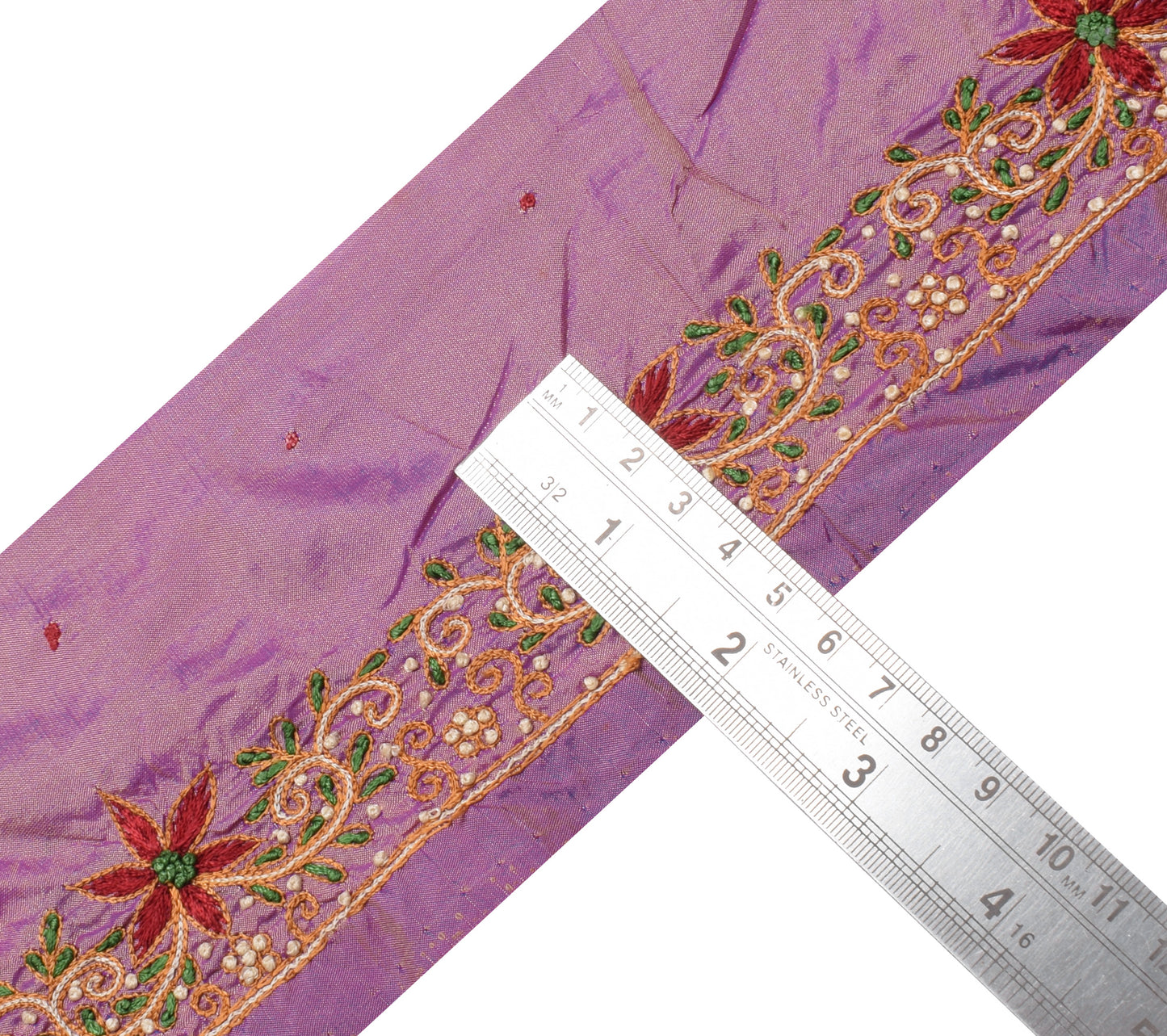 Sushila Vintage Purple Saree Border Indian Craft Sewing Trim Embroidered Lace