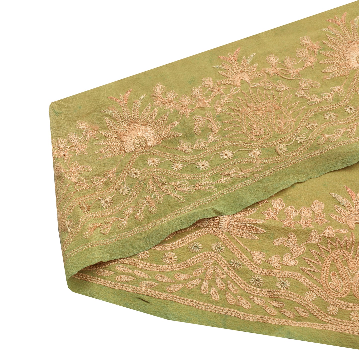 Sushila Vintage Green Saree Border Indian Craft Sewing Trim Embroidered Lace