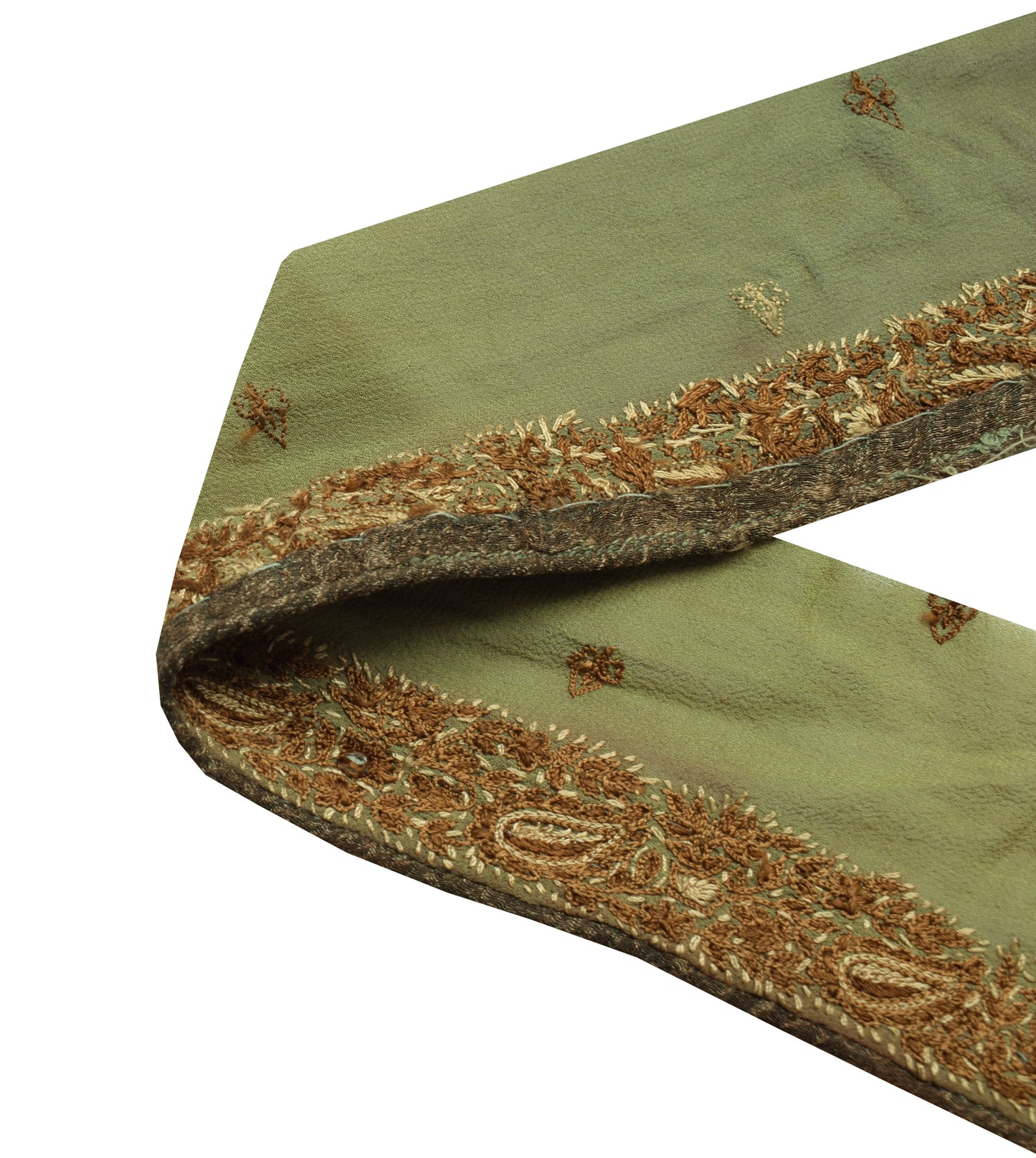 Sushila Vintage Green Saree Border Indian Craft Sewing Trim Embroidered Lace