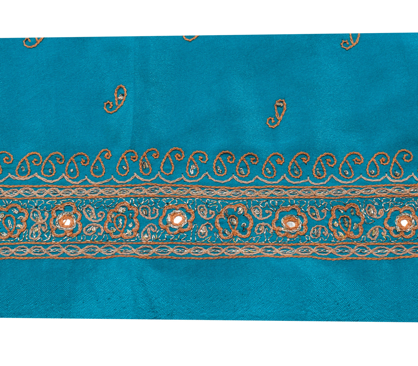 Sushila Vintage Blue Saree Border Indian Craft Sewing Trim Embroidered Lace