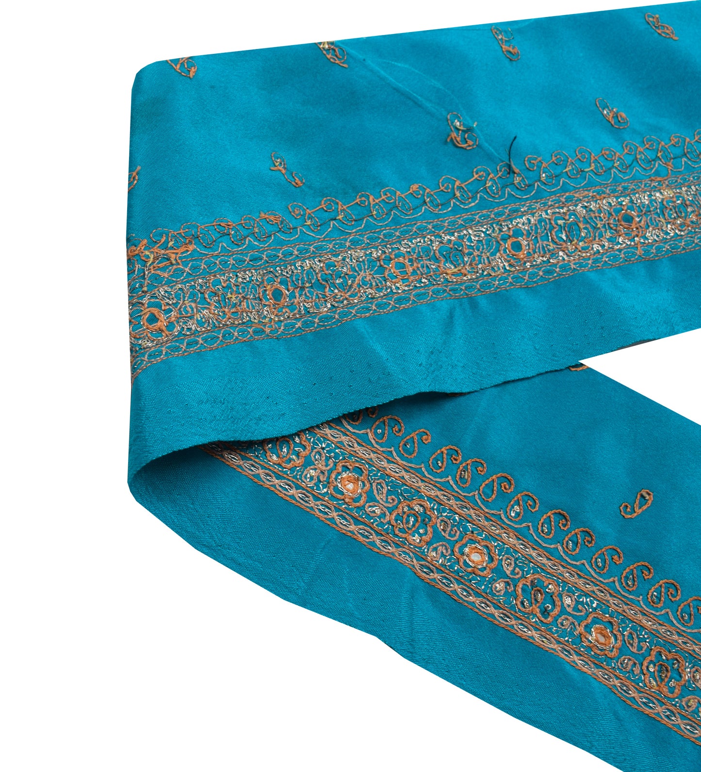 Sushila Vintage Blue Saree Border Indian Craft Sewing Trim Embroidered Lace