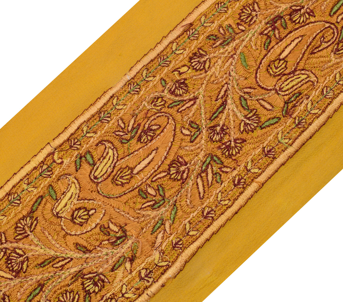 Sushila Vintage Yellow Saree Border Indian Craft Sewing Trim Embroidered Lace