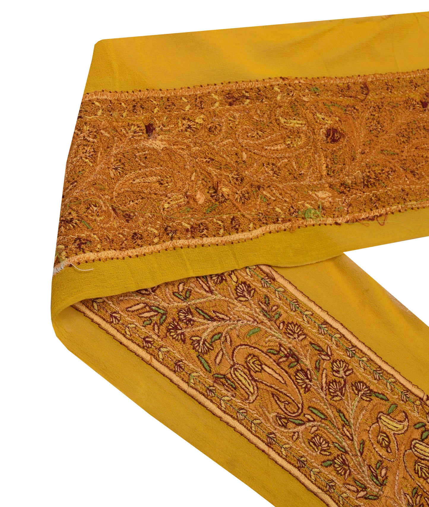 Sushila Vintage Yellow Saree Border Indian Craft Sewing Trim Embroidered Lace