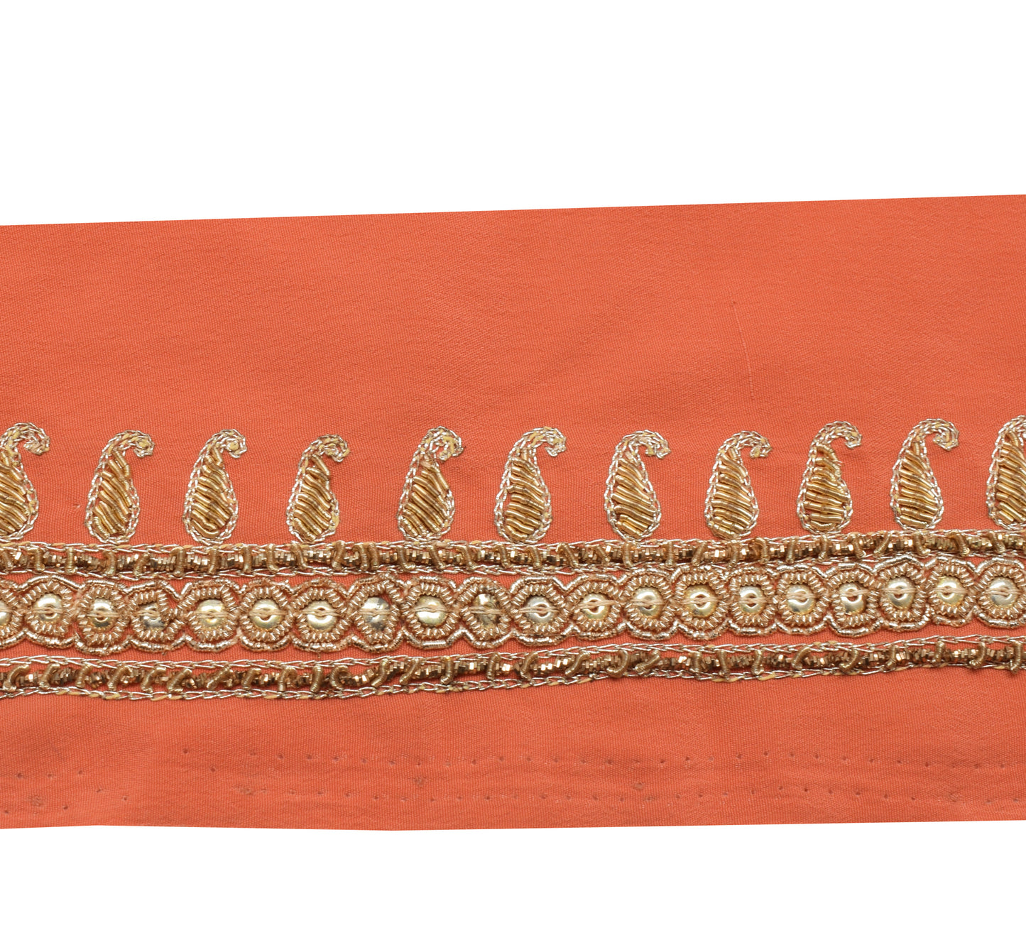 Sushila Vintage Peach Saree Border Indian Craft Sewing Trim Hand Beaded Lace