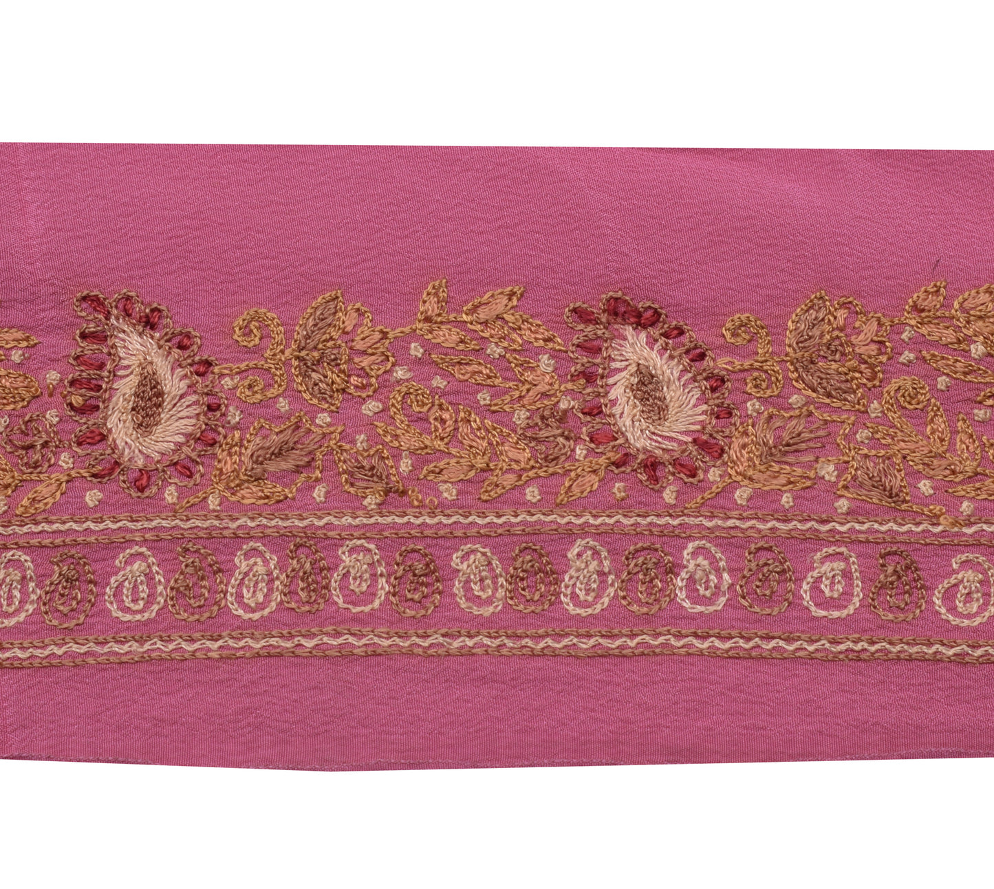 Sushila Vintage Pink Saree Border Indian Craft Sewing Trim Embroidered Ribbon