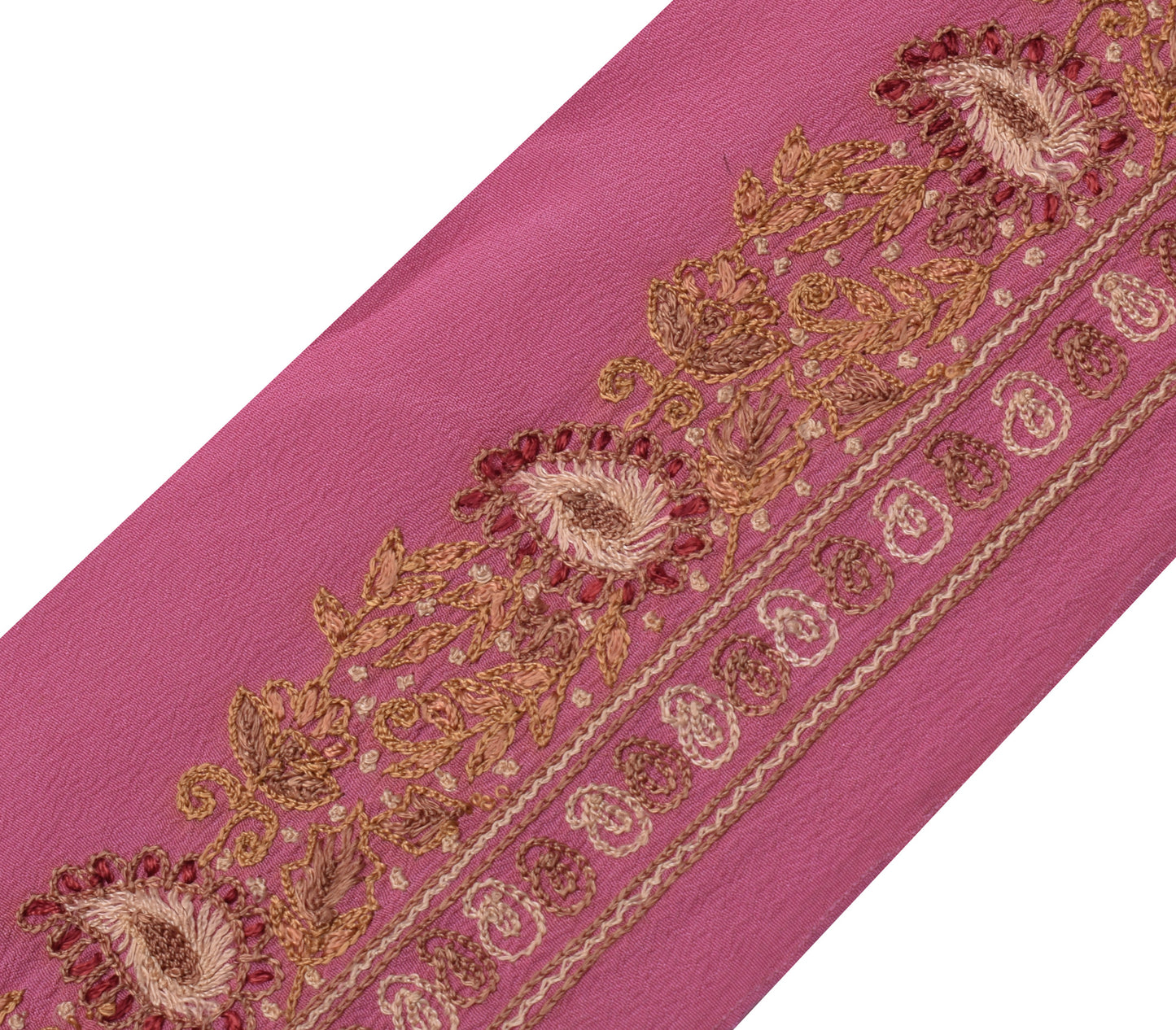 Sushila Vintage Pink Saree Border Indian Craft Sewing Trim Embroidered Ribbon