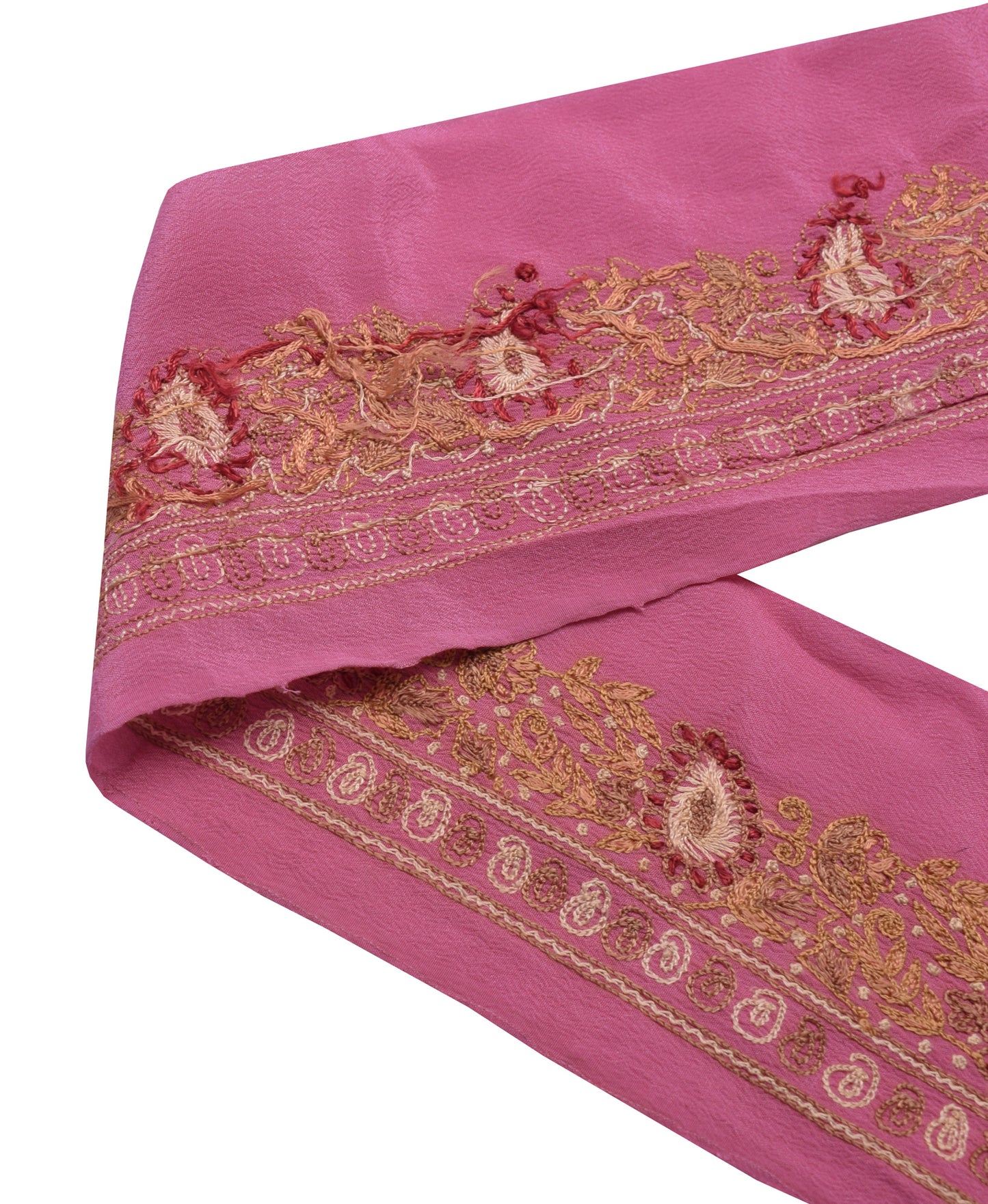 Sushila Vintage Pink Saree Border Indian Craft Sewing Trim Embroidered Ribbon