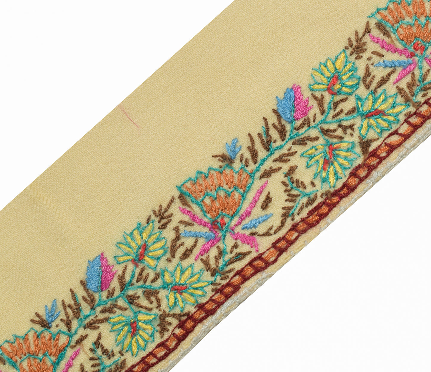 Sushila Vintage Cream Sari Border Indian Craft Sewing Trim Hand Embroidery Lace