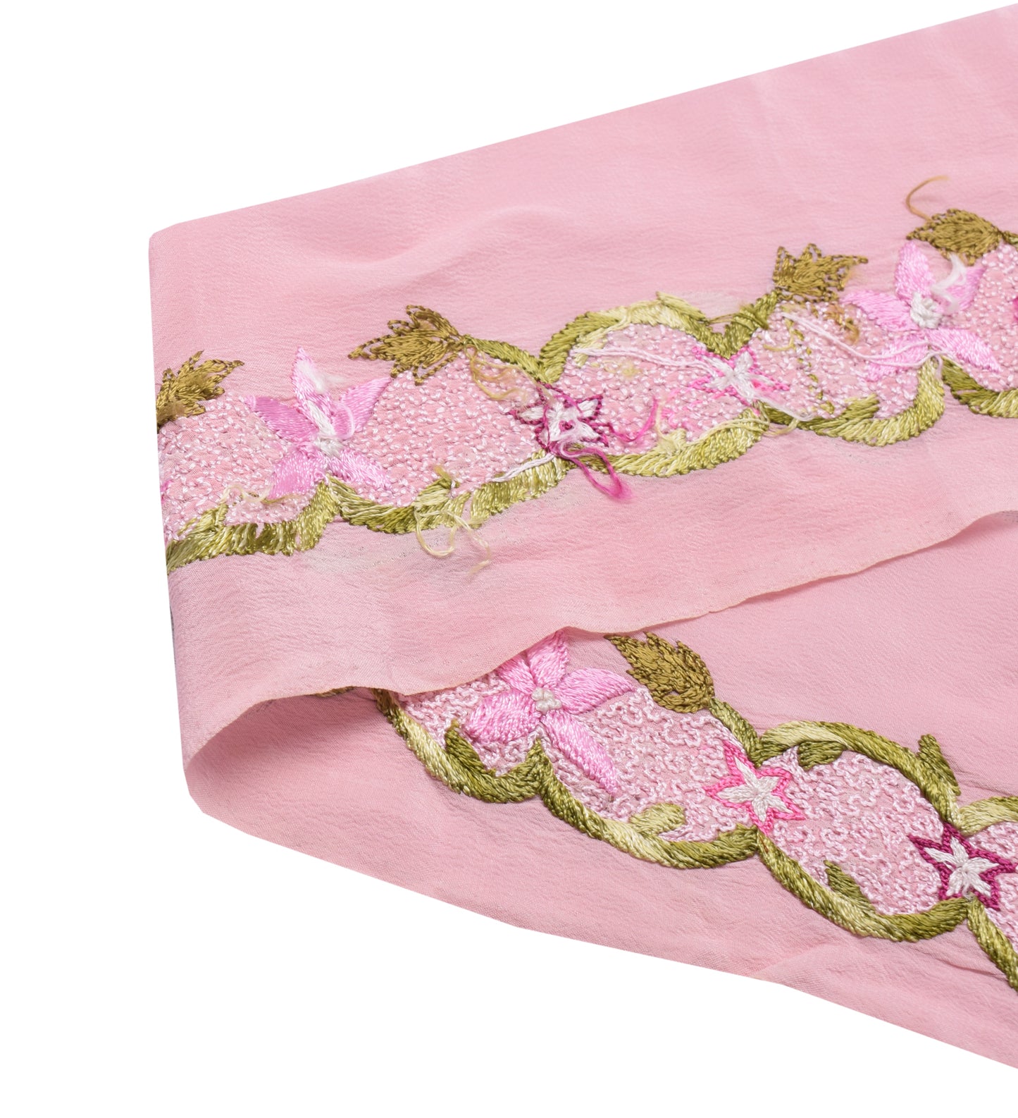 Sushila Vintage Pink Saree Border Indian Craft Sewing Trim Embroidered Lace