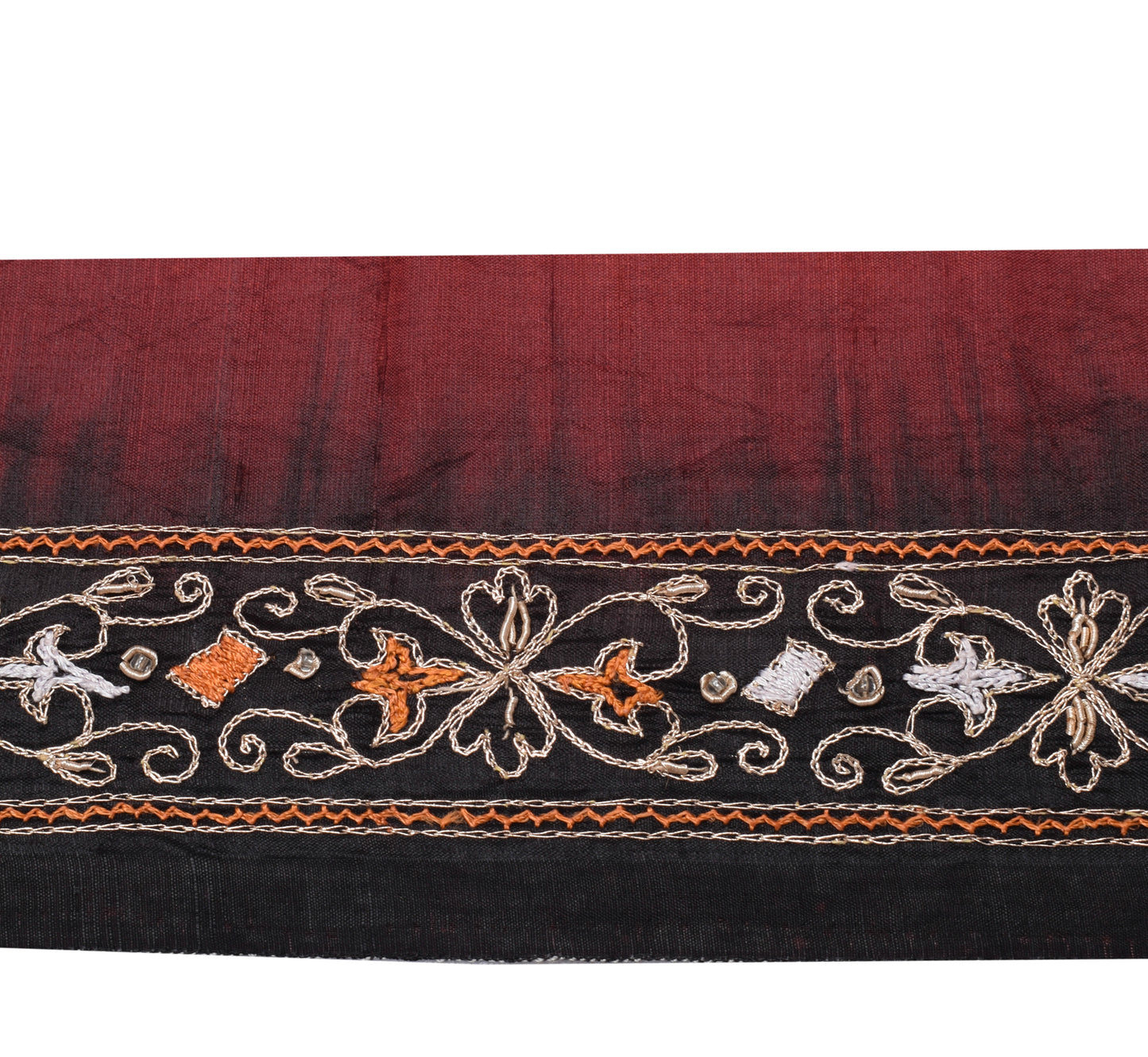 Sushila Vintage Black Saree Border Indian Craft Sewing Trim Embroidered Ribbon