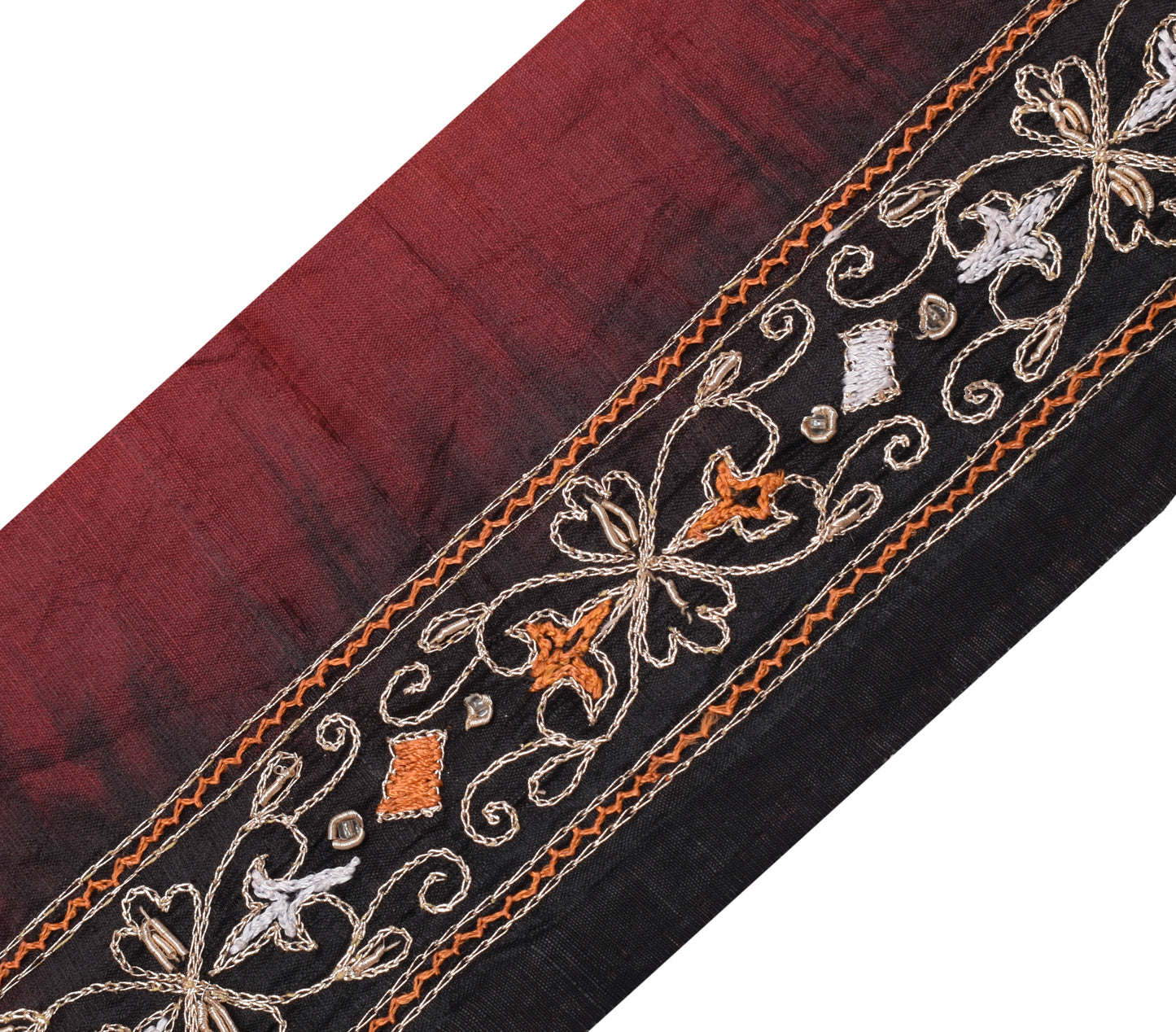 Sushila Vintage Black Saree Border Indian Craft Sewing Trim Embroidered Ribbon