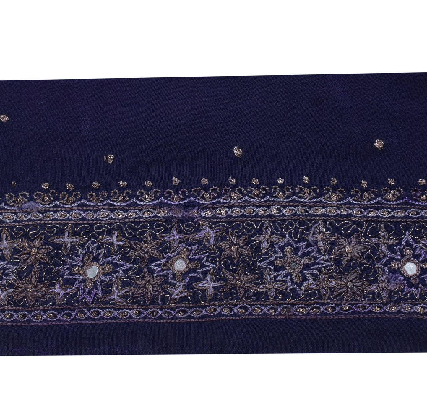 Sushila Vintage Blue Saree Border Indian Craft Sewing Trim Embroidered Ribbon