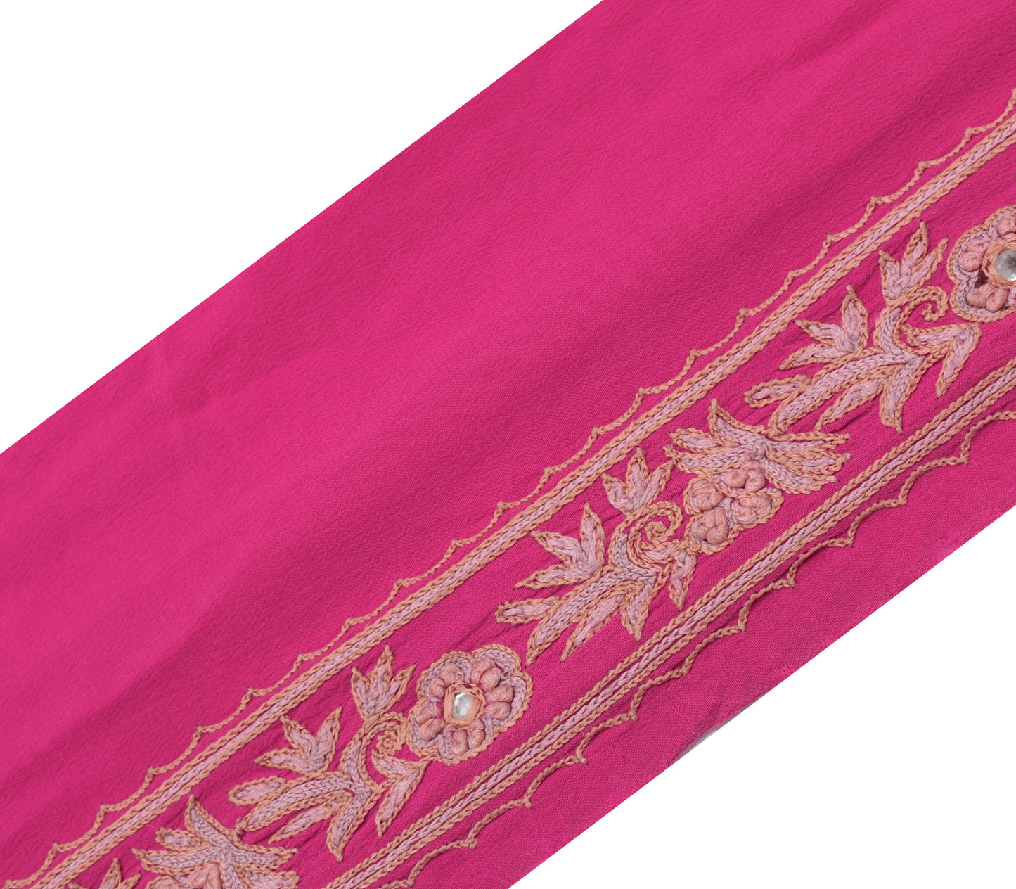 Sushila Vintage Pink Sari Border Indian Craft Sewing Trim Hand Embroidered lace