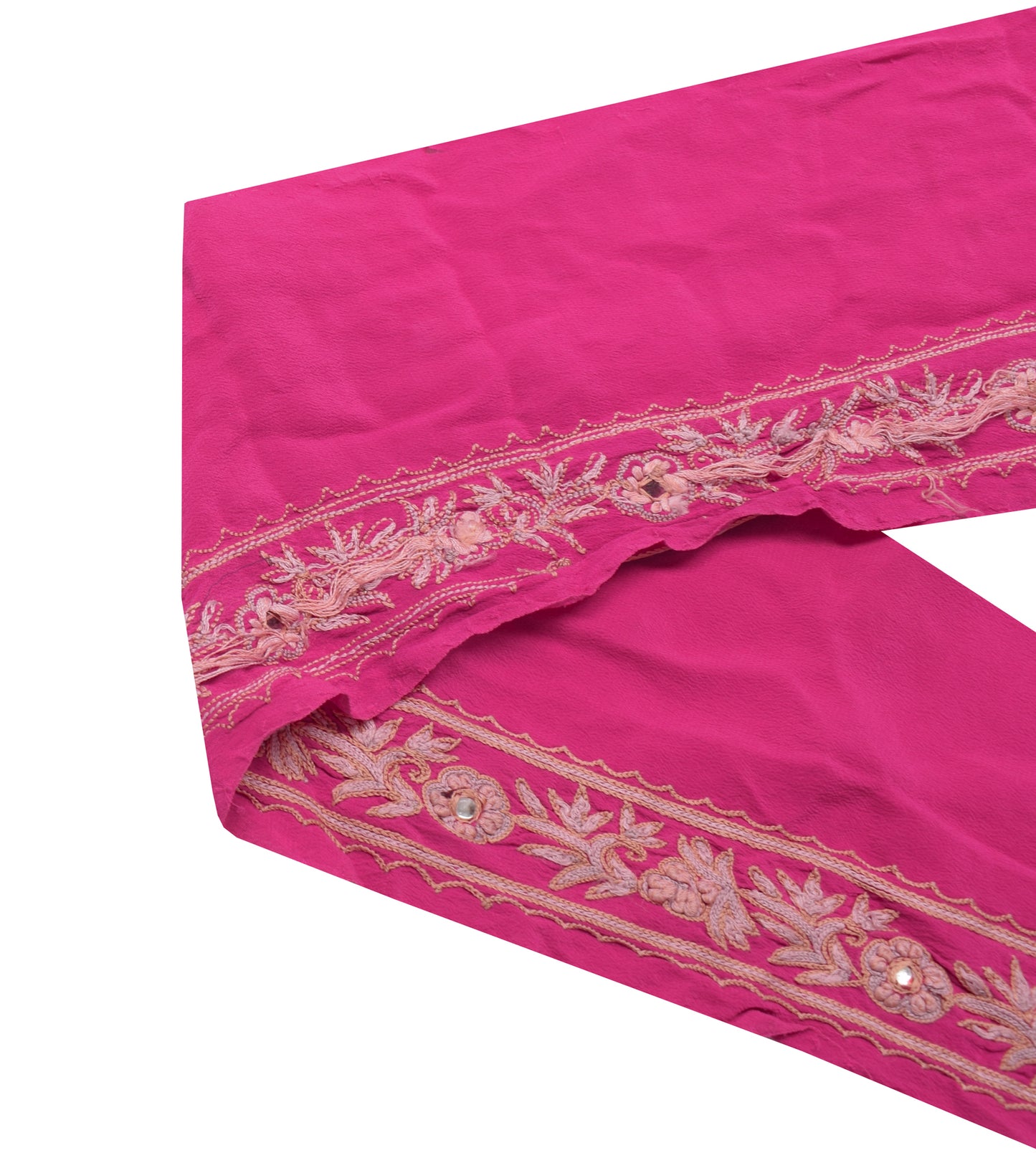 Sushila Vintage Pink Sari Border Indian Craft Sewing Trim Hand Embroidered lace