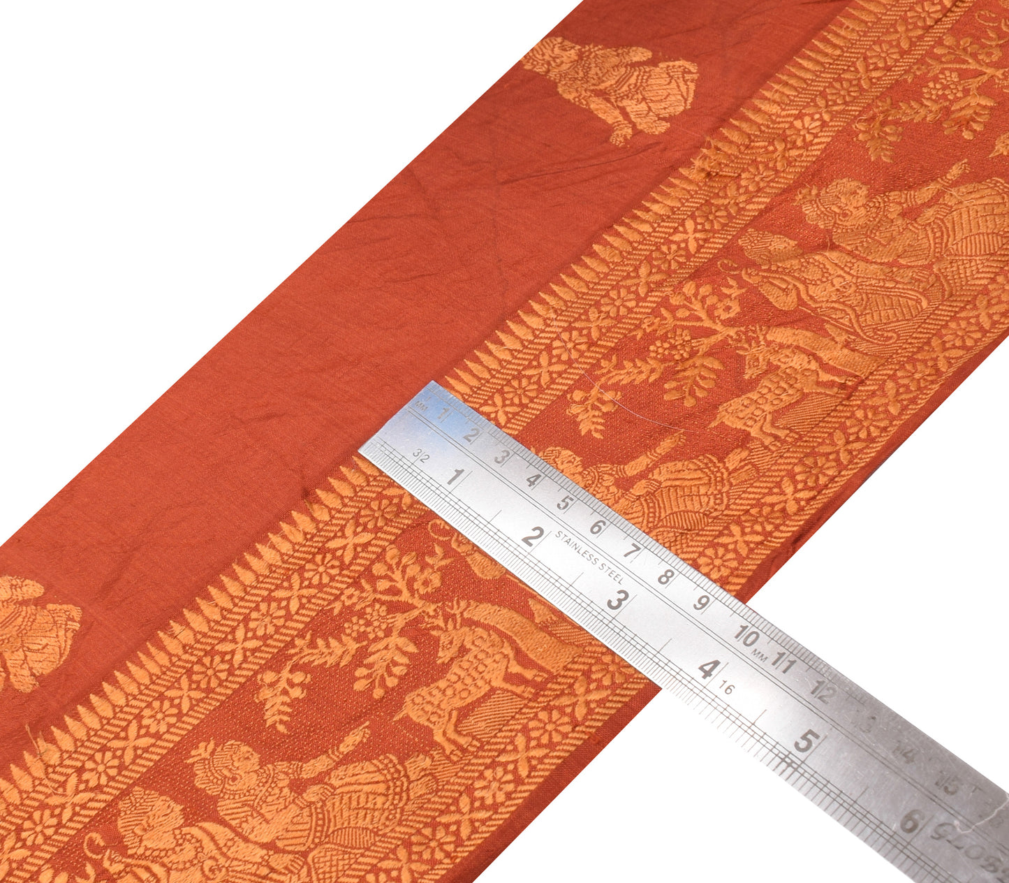 Sushila Vintage Rust Saree Border Indian Craft Sewing Trim Woven Lace Ribbon