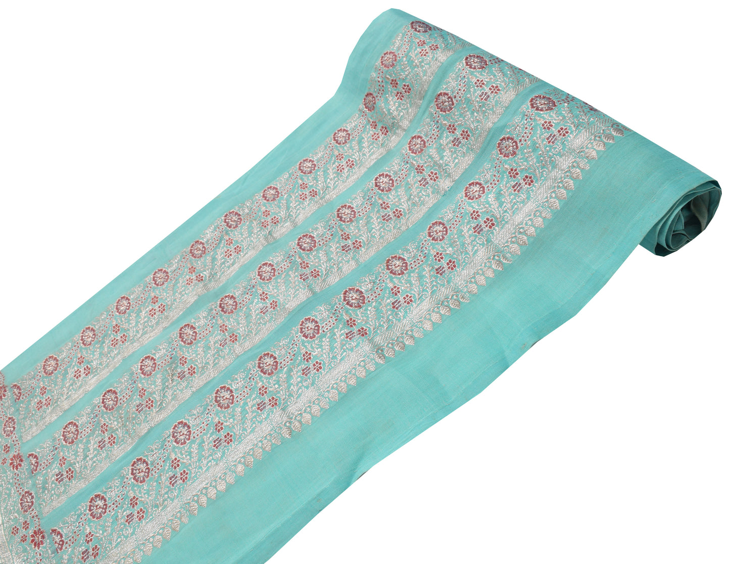 Sushila Vintage Blue Saree Border Indian Craft Sewing Trim Woven Lace Ribbon