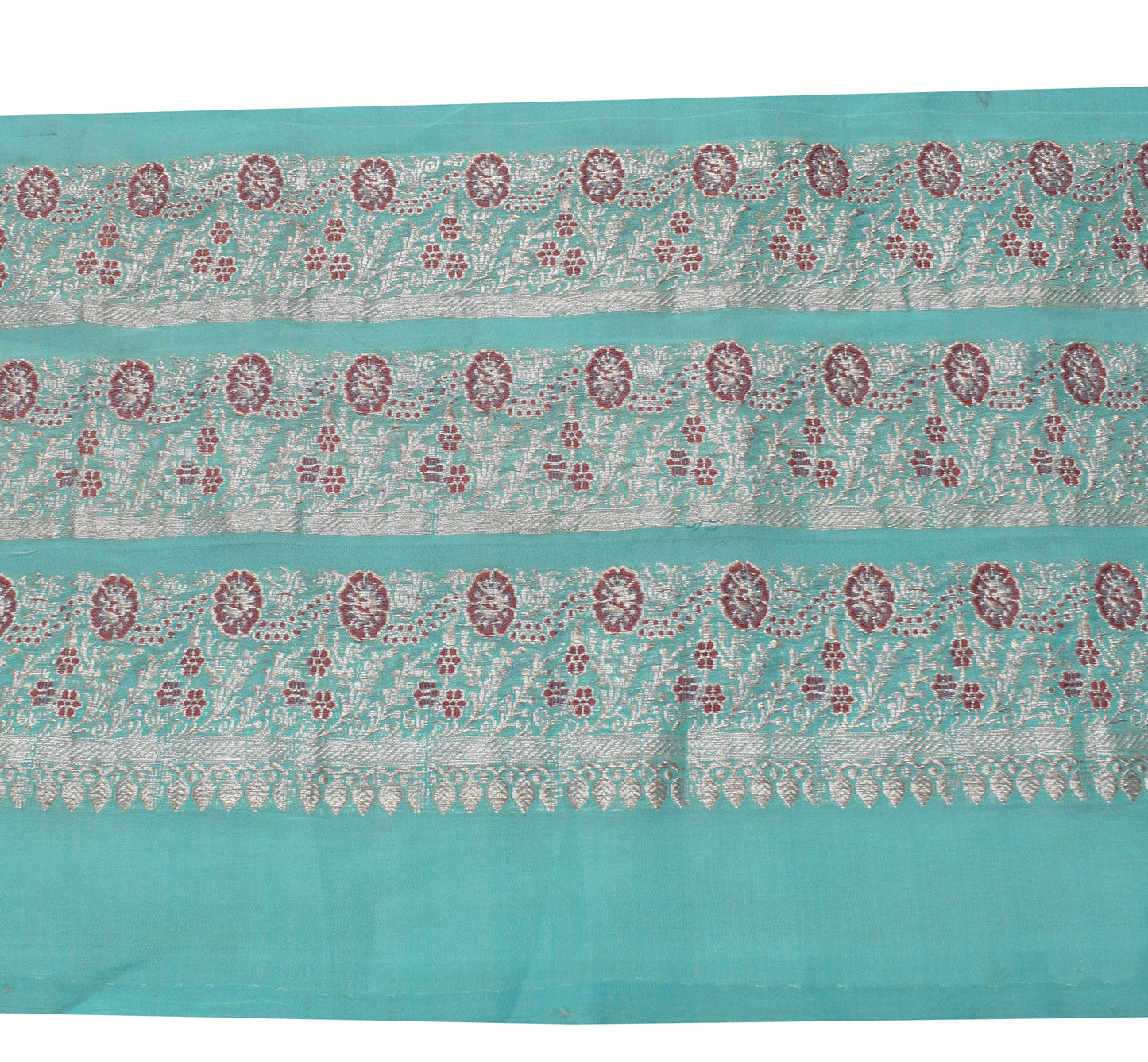 Sushila Vintage Blue Saree Border Indian Craft Sewing Trim Woven Lace Ribbon