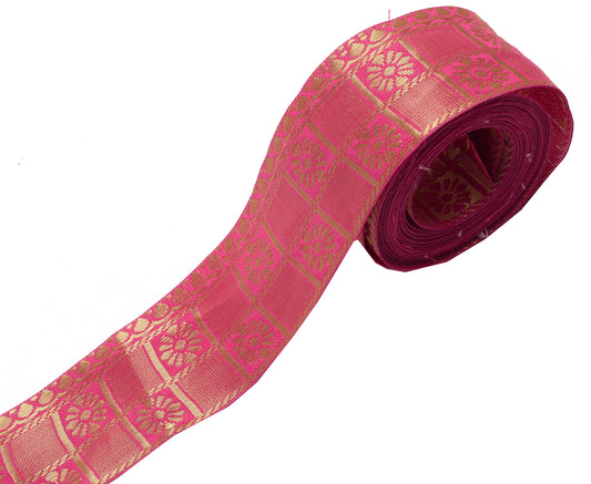 Sushila Vintage Pink Saree Border Indian Craft Sewing Trim Woven Lace Ribbon