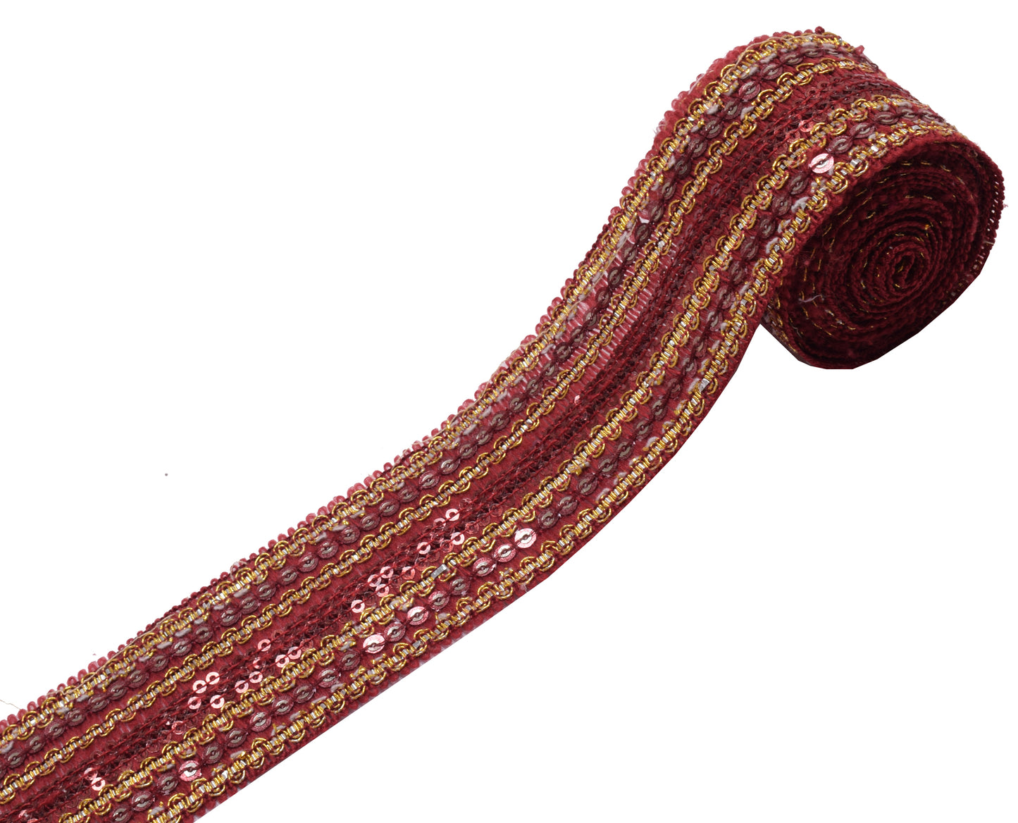 Sushila Vintage Maroon Saree Border Indian Craft Sewing Trim Beaded Lace Ribbon